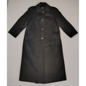Vintage Alorna Super Fina Wool Blend Coat Women Large 10 Black Long 40Wx45L EC